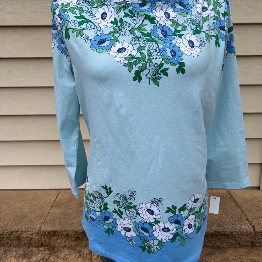 Talbots Light Blue Floral Blouse